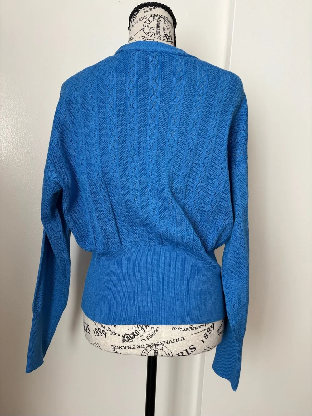 Pink Rose Bright Blue V-Neck Wrap Sweater